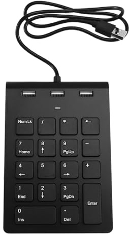 Hipzeepo Mini Tastierino Numerico Cablato USB con Hub A 3 Porte USB 2.0, 18, Tastierino Numerico per Contabilità Bancaria, Cassiere