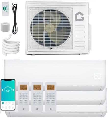 GarveeHome 28000 BTU 3 Zone Mini Split AC/Heating System, Wifi Enabled 20 SEER2 208-230V 3 Zone 9000 + 9000 + 9000 BTU Ductless Split Unit AC w/Pre-Charged Condenser,Heat Pump,No Include Copper Tube