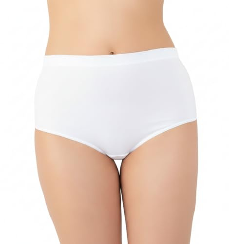 Snackmate Washable Incontinence Pants for Women, Reusable Leak-Proof Underwear for Women, 100% Cotton, High Absorbency, Briefs Knickers with Unique 3-Layer (White, L)