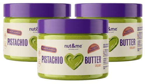 nut&me Crema de pistacho cremosa 750 g | Pack 3 x 250 g, Sin gluten, aceite de palma ni conservantes, Sabor dulce ideal para Rellenos y recetas chocolate Dubai