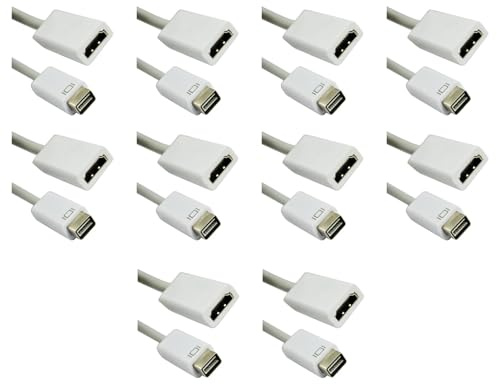 Buhdjfnke 10X Câble Adaptateur Vidéo Mini DVI Mâle vers AD-MDVI-