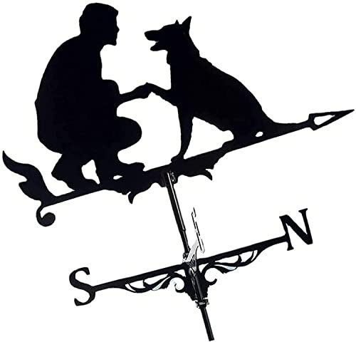 TAXXII Veleta metálica, Veleta de Acero Inoxidable para jardín, Veleta Decorativa con Forma de Hombre y Perro, indicador de dirección para el Patio.