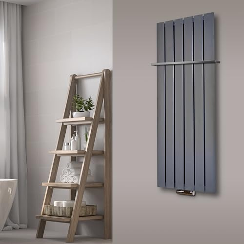 Badheizkörper Peking 120 cm 799 Watt Edelstahloptik + 1 Halter 15mm SZAGATO | HxB: 120x47cm + Handtuchheizkörper mit Mittelanschluss Handtuchwärmer Designheizung Made in Germany