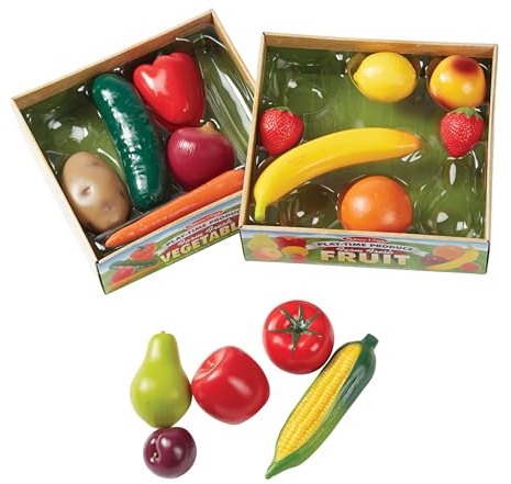 Melissa & Doug Play-Time Produce Fruit (9 pcs) and Vegetables (7 pcs) Realistic Play Food