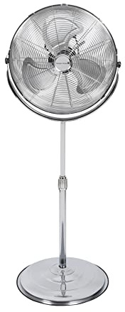Tarrington House Ventilatore a piantana SWM2200N, alluminio, 110 W, Ø 45 cm, 3 velocità, altezza e angolo di inclinazione regolabili, con base rotonda rimovibile, argento