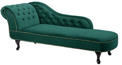 Recamiere CHESTERFIELD - 170cm - smaragdgrün - Samt Knopfheftung Design
