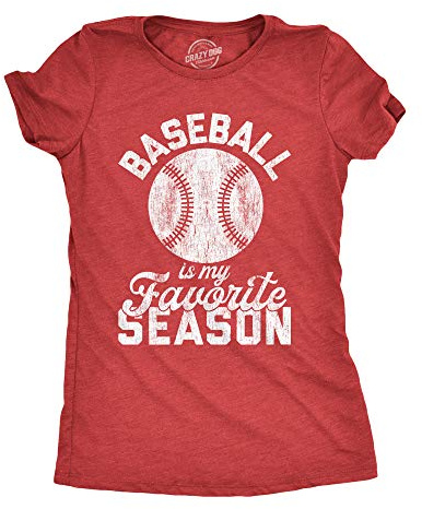 Womens Baseball is My Favorite Season T Shirt Funny Summer Sports Softball Novelty Tee Funny T Shirts Cool Baseball Top Women's Novelty Tees Red L