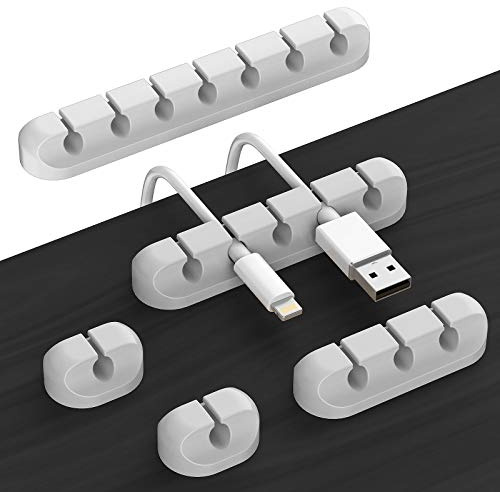 Kabelhalter Selbstklebend für Schreibtisch, 5 Stück Kabelmanagement (grau) | Kabelclips, Kabel Organizer für Netzkabel, USB Ladekabel, Kabelführung für Audiokabel, Büro und Privatanwende