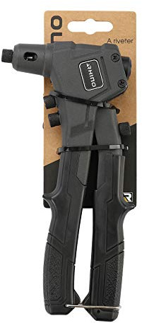 RHINO – Remachadora, pinza remachadora de aluminio, pistola remachadora manual – 4 boquillas incluidas: Ø 2/4-3/2-4/0-4/8 mm – Mango ergonómico, alta calidad