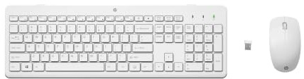 HP 230 Pack Teclado y ratón inalámbrico - Receptor USB-A, Silencioso, Bateria Larga duración, Ratón 1600 dpi - Windows, Mac, PC, Ordenador portátil - Disposición QWERTY español - Blanco