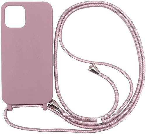 wentdzSW Cover Compatible con iPhone 12 Mini(5.4) - Cordino per Custodia con Collana Case Opaca Antiurto con Laccio/con Cordino TPU Corda Silicone Case -Rosa Oro
