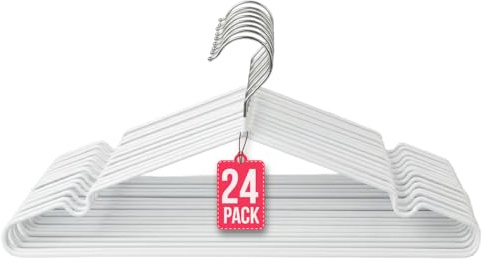 Perchas de Metal Blancas Antideslizantes Pack 24 COM-FORT HOUSE | Antideslizantes, Resistentes, Ahorra espacio, Uso diario