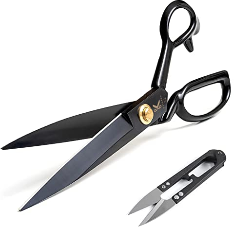 Professional Dressmaking Scissors - 12 Inch (30.5 cm) Heavy Duty, High Carbon Steel, Sharp, for Fabric, Clothes, Leather, Raw Materials (Black)