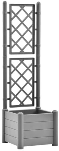 vidaXL Jardinera con rejilla 43 x 43 x 142 cm PP gris piedra