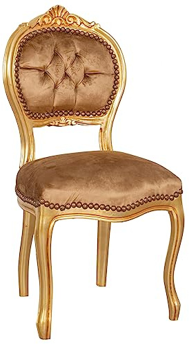 Biscottini Sedie luigi XVI 90x45x42 cm | Sedia stile francese oro anticato | Poltroncina camera da letto | Sedia vintage