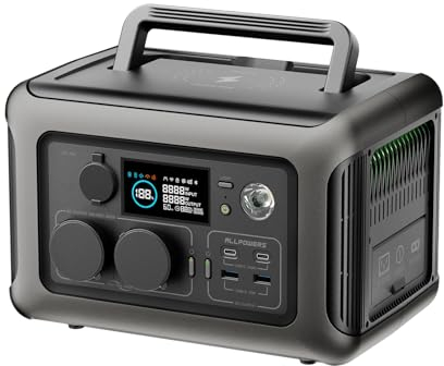 Centrale Elettrica Portatile ALLPOWERS R600, 299Wh 600W Generatore Solare, Batteria LiFePO4 Power Station Portatile, 1200W Picco Uscita CA, 0-100% in 1 Ora, UPS, Generatore di Corrente per Campeggio