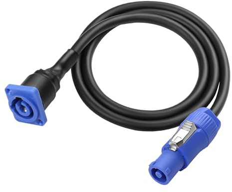 XMSJSIY Tipo D Powercon Panel Mount Cavo di alimentazione a 3 pin AC tipo D Powercon Panel Mount maschio a femmina Cavo di alimentazione Quick Lock - 1 m / 3,28 piedi
