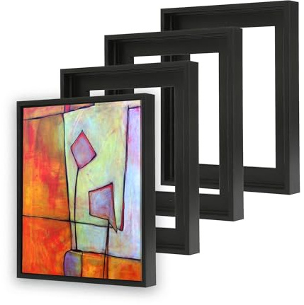 VAREIHNAZ 4 Pack Canvas Floater Frame for 9x12 Canvas Paintings,Canvas Frames with 0.6~0.9 Deep for Wall Art Decor,Floating Frame Packs for Canvas,Bulk Floating Frames(Black)