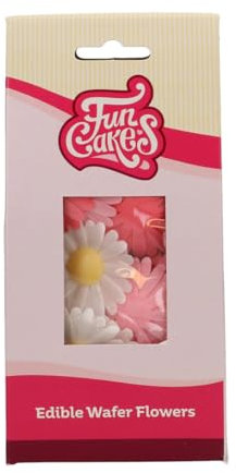 FunCakes Flores de Papel Comestibles Margarita - 13 Piezas - Decoraciones Comestibles para Tartas, Cupcakes, Pasteles y Bollería - Decoración de Tartas, Pastelería