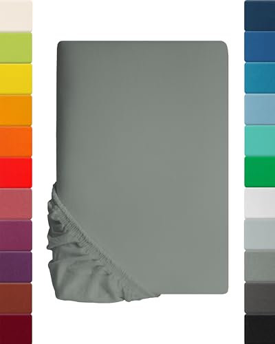 Lavea Jersey Spannbettlaken 200x220cm - 40cm Steg für Boxspringbetten - Mittelgrau, Weich & Atmungsaktiv - Premium Qualität, Pflegeleicht, Perfekte Passform - Ideal für Boxspringbetten