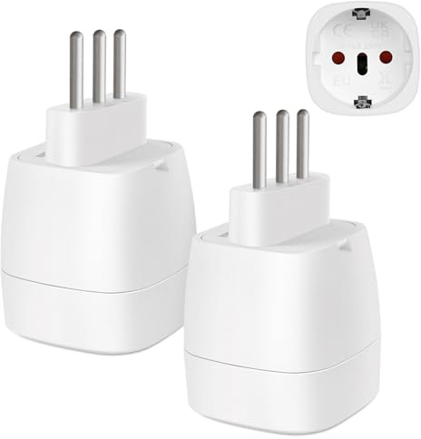 vutizal Reiseadapter Italien 2 Stück, Adapter Italien Steckdose,Adapter Italien, Reisestecker Italien, Reiseadapter Typ L für Italien, Syrien, Uruguay, Chile, Weiß