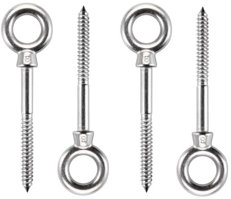 Golfari 6 pezzi M6/M8 Viti a forma di occhiello Gancio in metallo, 316 Acciaio inossidabile Terminale in legno Anello Occhiello Ganci Autofilettanti Accessori for funi metalliche Tasselli Occhiello Ch