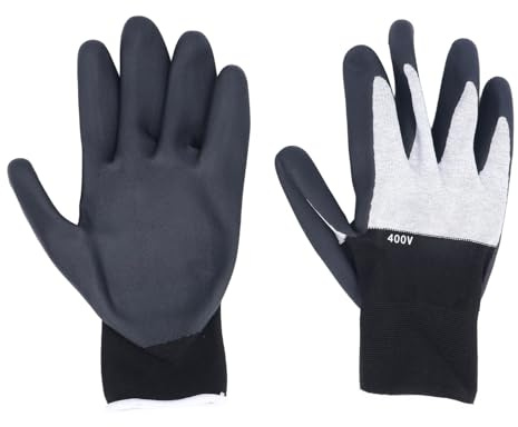 Lwuey Insulated Electrician Gloves,400V High Voltage Flame Resistant Rubber Safety Work Gloves Non Slip Grip Electrical Arc Flash Aramid Fiber Breathable Soft Shockproof Maintenance