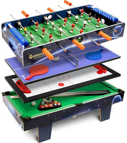 4 in 1 Mini Game Table 28– Multi Game Table for Adults and for All Family Mini Air Hockey Table, Mini Ping Pong Table, Foosball Table, Pool Table - Tabletop Game