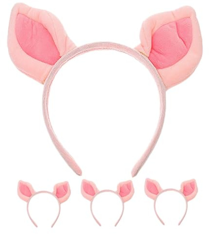 BELLIFFY 4st Justerbara Plush Pig Ears Huvudband Djur Cosplay Hårband För Halloween Karneval Och Temafester Passar Alla Hårtyper Elastisk Och Bekväm Design