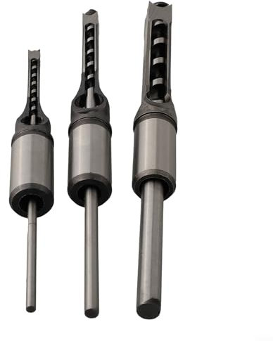 Zoegneer 3Pcs Square Auger Drill Bit Set Mortising Chisel Woodworking Tool High-Speed Steel Square Hole Saws For Construction Renovation Decoration