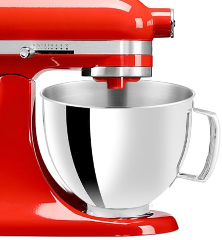 Edelstahl-Schüssel für KitchenAid Cassic 4,5Qt & Artisan 5QT-Serie, 4,8L Edelstahl Rührschüssel mit und Griff, Kompatibel mit Kitchen Aid Mixer Zubehör, Edelstahl-Rührschüssel für 5QT Artisan Mixer