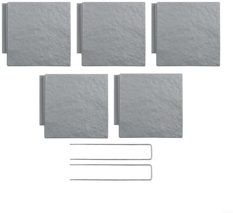 Garten Kunststoffzaun 5 Stück 20 x 20 cm grau dekorative Rasenbegrenzung, ineinandergreifende Garteneinfassung für Wege und Blumenbeete