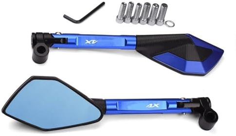 Espejo de Montaje Espejos Finales del Manillar De La Motocicleta Espejo Retrovisor Azulado Antideslumbrante para Xmax X-MAX 125 250 300 400 Accesorios(BLU)