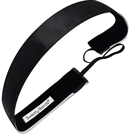 Sweaty Bands Womens Girls Headband - Non-Slip Velvet-Lined Exercise Hairband - Wicked Black 1-Inch