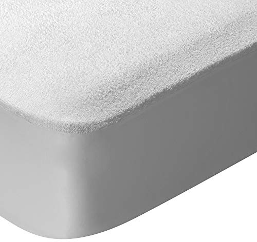 Pikolin Home - Protector de Colchón Impermeable Rizo y Transpirable Absorbente, Certificado Oeko-Tex, para Cama de 105, hasta 32 cm de Altura - Cubrecolchón 105 x 190/200 cm