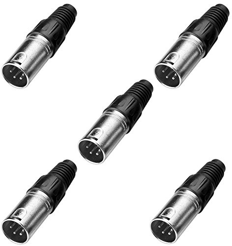 SIENOC 4-pol. XLR-Steckverbinder - Schwarz Metallgehäuse-Silber Kontakte 5 Stück | Kontakte 5 Stück