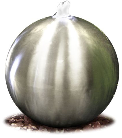 Primrose 75cm Silver Brushed Stainless Steel Fountain Modern Indoor Outdoor Water Feature with LED Lights, Reservoir & Pump