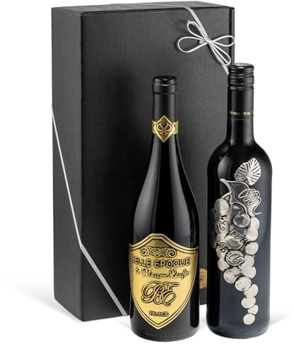 Italien vs. Frankreich: Rotwein-Geschenkset der Superlative! Prestige-Syrah & Merlot (2 x 0,75 l) zum Geburtstag, Weihnachten, für Kenner | Geschenkset