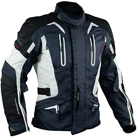 A-Pro, giacca da motociclista in tessuto, Protezioni, con Fodera Termica, Blu Scuro, XL