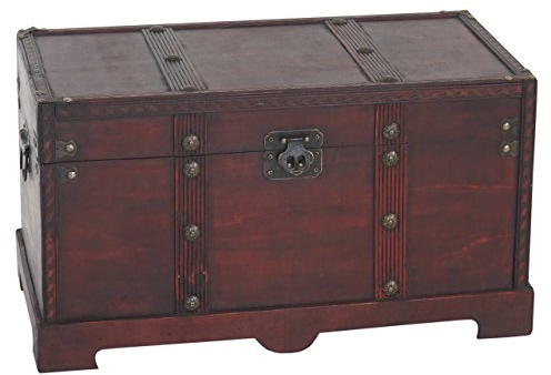 Madera baúl Caja de madera Cofre del Tesoro Valence acabado antiguo 30 x 57 x 29 cm ~ rectangular