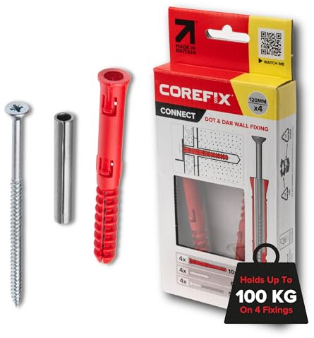Corefix Dot & Dab Wandbefestigung Schwerlast 120 mm | Rigips Dübel Für Gipskartonplatten | Trockenbau Dübel Für Schwere Lasten | Schrauben Wandhalterung TV 100 kg