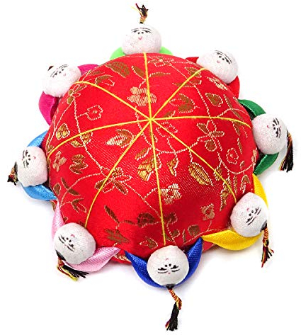 Honbay Nadelkissen im traditionellen chinesischen Stil, mit 8 Kindern, Rot
