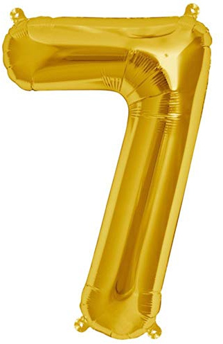 FUNXGO® Folienballon Zahl 7 Gold - Riesenzahl Ballon ca.100 cm - fliegt mit Helium - 7 geburtstag luftballon - Deko zum Geburtstage, Party, Hochzeiten - Ballon 7 Gold