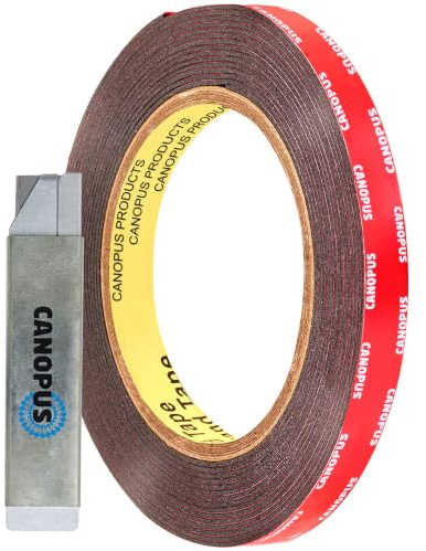 CANOPUS Profi Doppelseitiges Klebeband Extra Stark Schwarz, Wasserfest 5925 Klebeband (10mm x 3m) Wasserdicht Montageklebeband, Ideal für LED Streifenlichter, Auto, Innen, Außenbereich