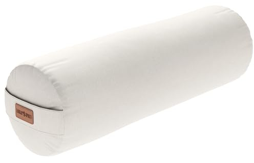 Gorilla Sports® Bolster Yoga - Ø20 cm, Rivestimento in Cotone Lavabile, Ripieno di Farro, Maniglia di Trasporto, Colore a Scelta - Cuscino Yoga, Rullo per Yoga, Supporto Meditazione