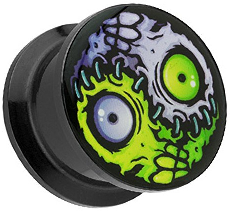 Taffstyle Ohr Plug Flesh Tunnel Piercing Ohrpiercing Schraub Schraubverschluß Picture Motiv Monster Yin Yang Horror Augen