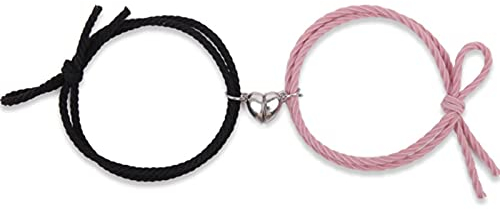 QIN 2 STÜCKE Magnetarmband Liebe Herz Charm Paar Armbänder für Liebhaber Freund Braid Seil Armbänder Magnet Schmuck