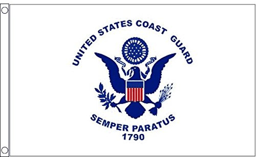 AZ FLAG Drapeau Garde côtière des États-Unis 90x60 cm 2 Œillets | Usage intérieur et extérieur Drapeau décoratif du United States Coast Guard coutures doubles et bords renforcés