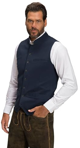 JP 1880 Hommes Grandes tailles L-8XL Gilet traditionnel, en molleton, col Mao et broderies bleu marine 3XL 806778130-3XL