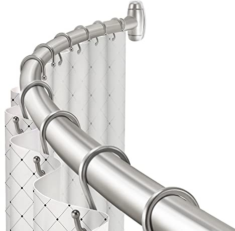 Curved Shower Curtain Rod, TOPROD Round Shower Curtain Rod 48-72 Inches Adjustable, Rounded Bowed Stainless Steel Shower Rods for Bathroom, Bathtub, More Shower Space, Brushed Nickel, Need to Drill